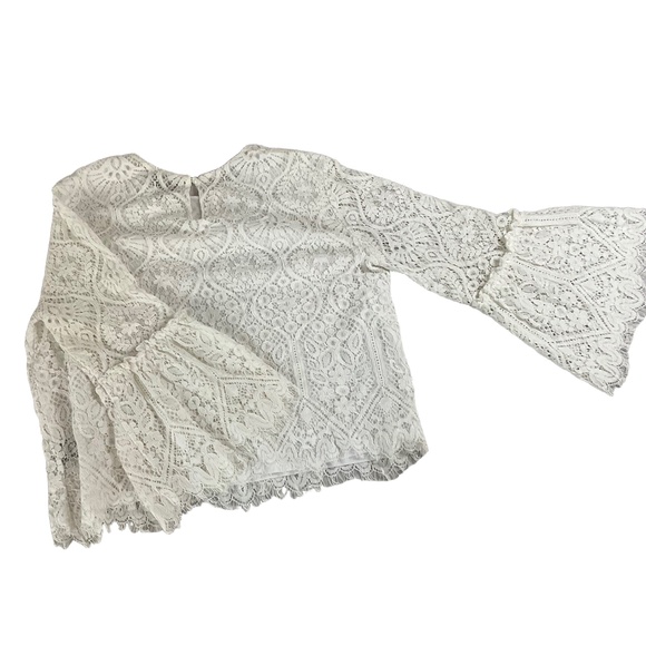 Worthington Womens White Long Bell Sleeve Lace Blouse Extra‎ Large - Picture 7 of 8